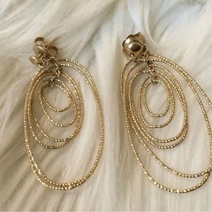 Vintage Real 14K Yellow Italian Gold Circle Dangle Earrings ( 5.2 Grams)